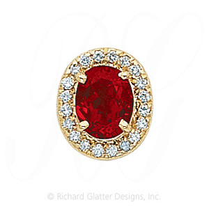 GS049 G/D - 14 Karat Gold Slide with Garnet center and Diamond accents 